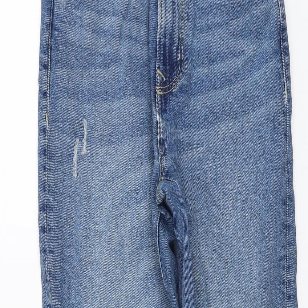 Stradivarius Womens Blue Cotton Mom Jeans Size 6 L27 in Regular Button