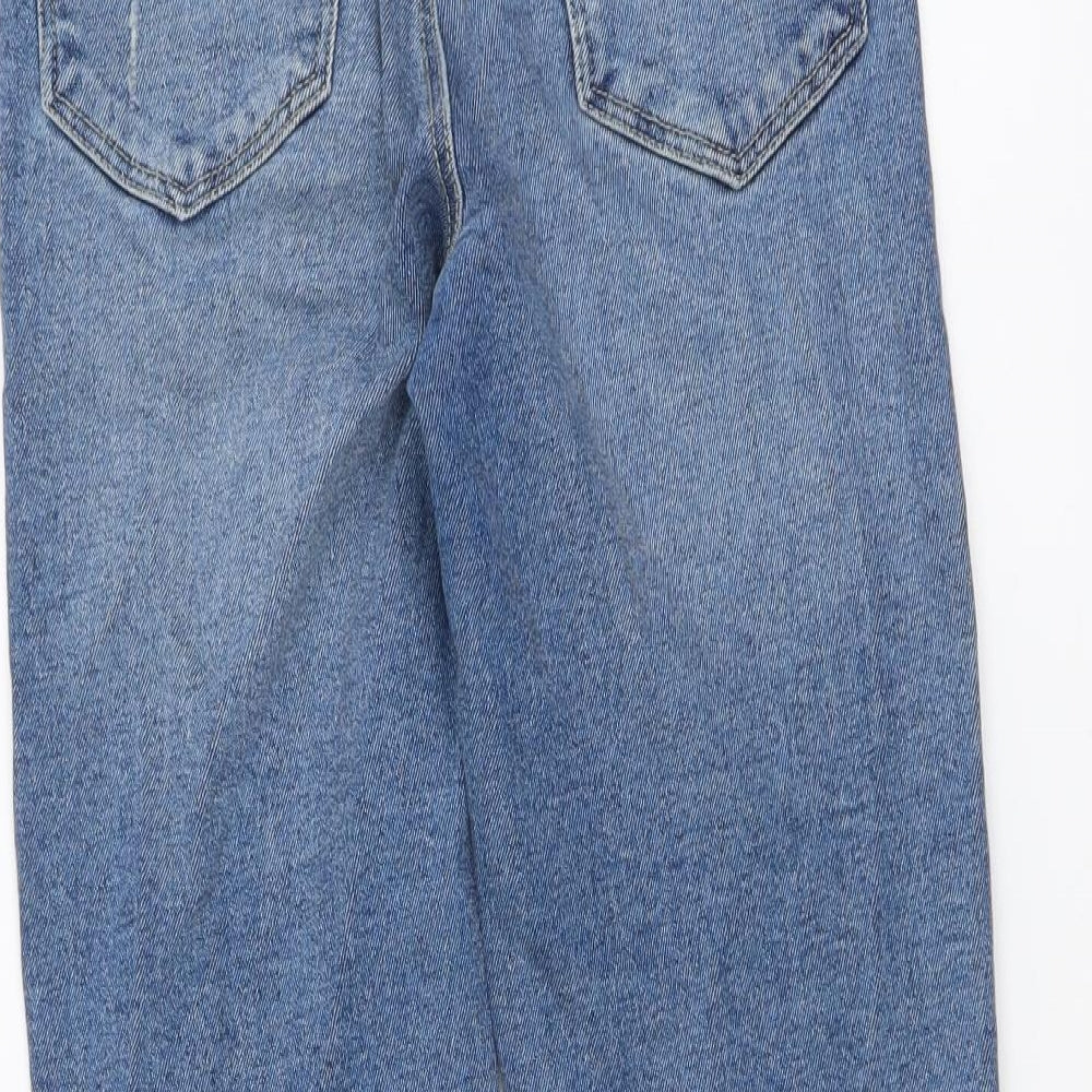 Stradivarius Womens Blue Cotton Mom Jeans Size 6 L27 in Regular Button