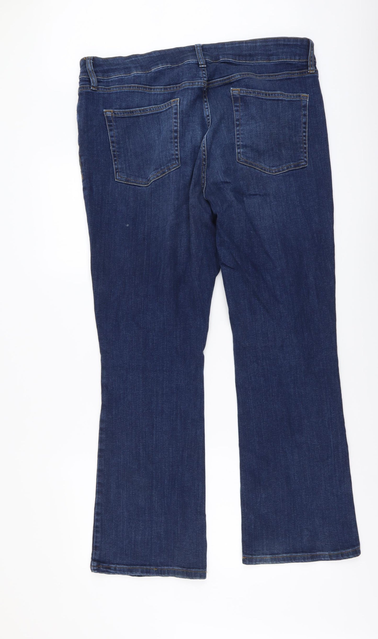 F&F Womens Blue Cotton Wide-Leg Jeans Size 18 L30 in Regular Button