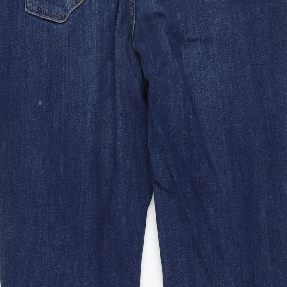 F&F Womens Blue Cotton Wide-Leg Jeans Size 18 L30 in Regular Button