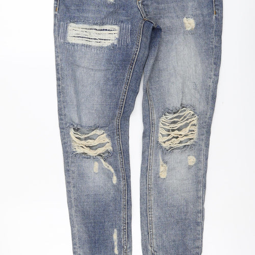 Criminal Damage Mens Blue Cotton Skinny Jeans Size 28 in L33 in Regular Button