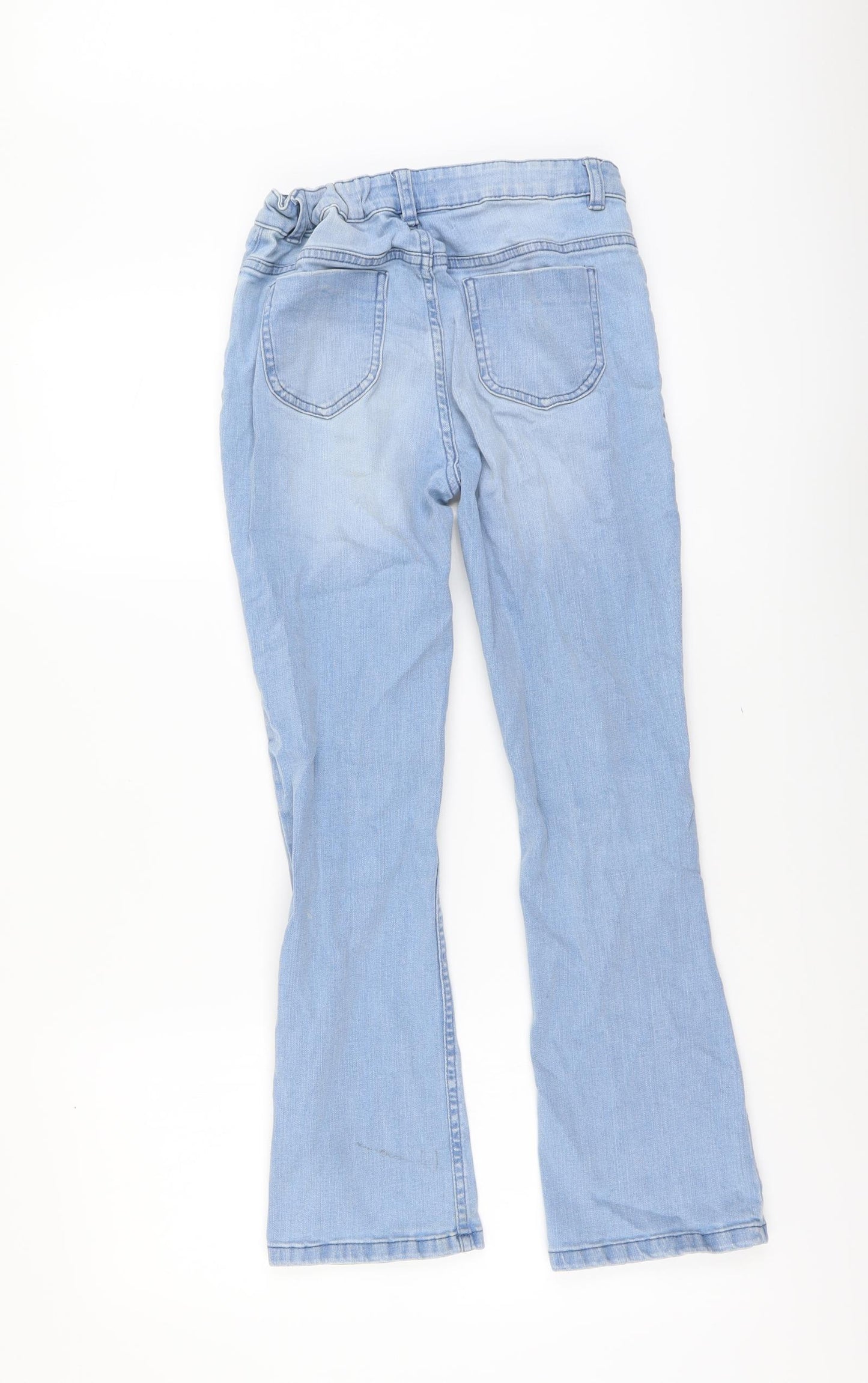 Marks and Spencer Girls Blue Cotton Straight Jeans Size 11-12 Years Regular Button