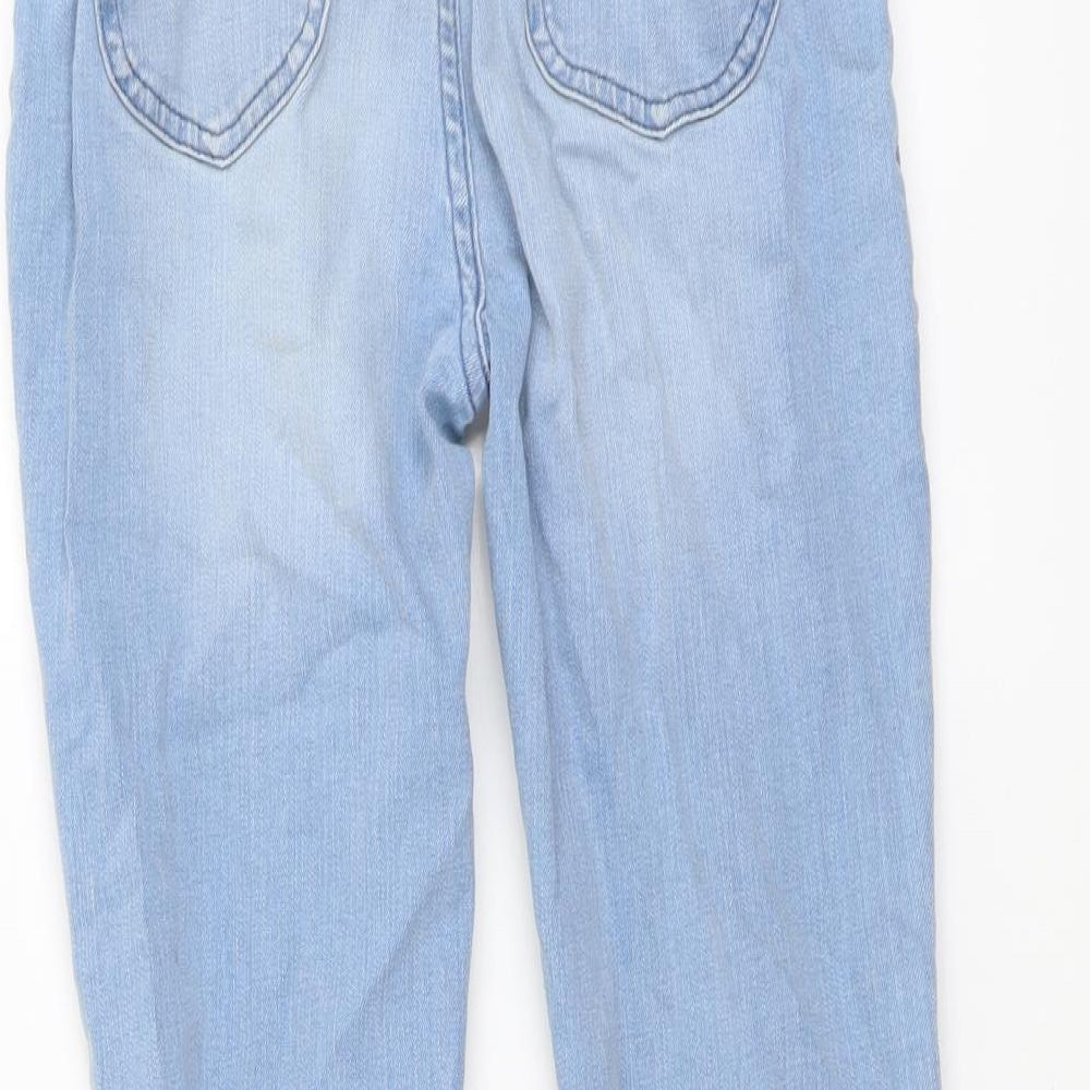 Marks and Spencer Girls Blue Cotton Straight Jeans Size 11-12 Years Regular Button