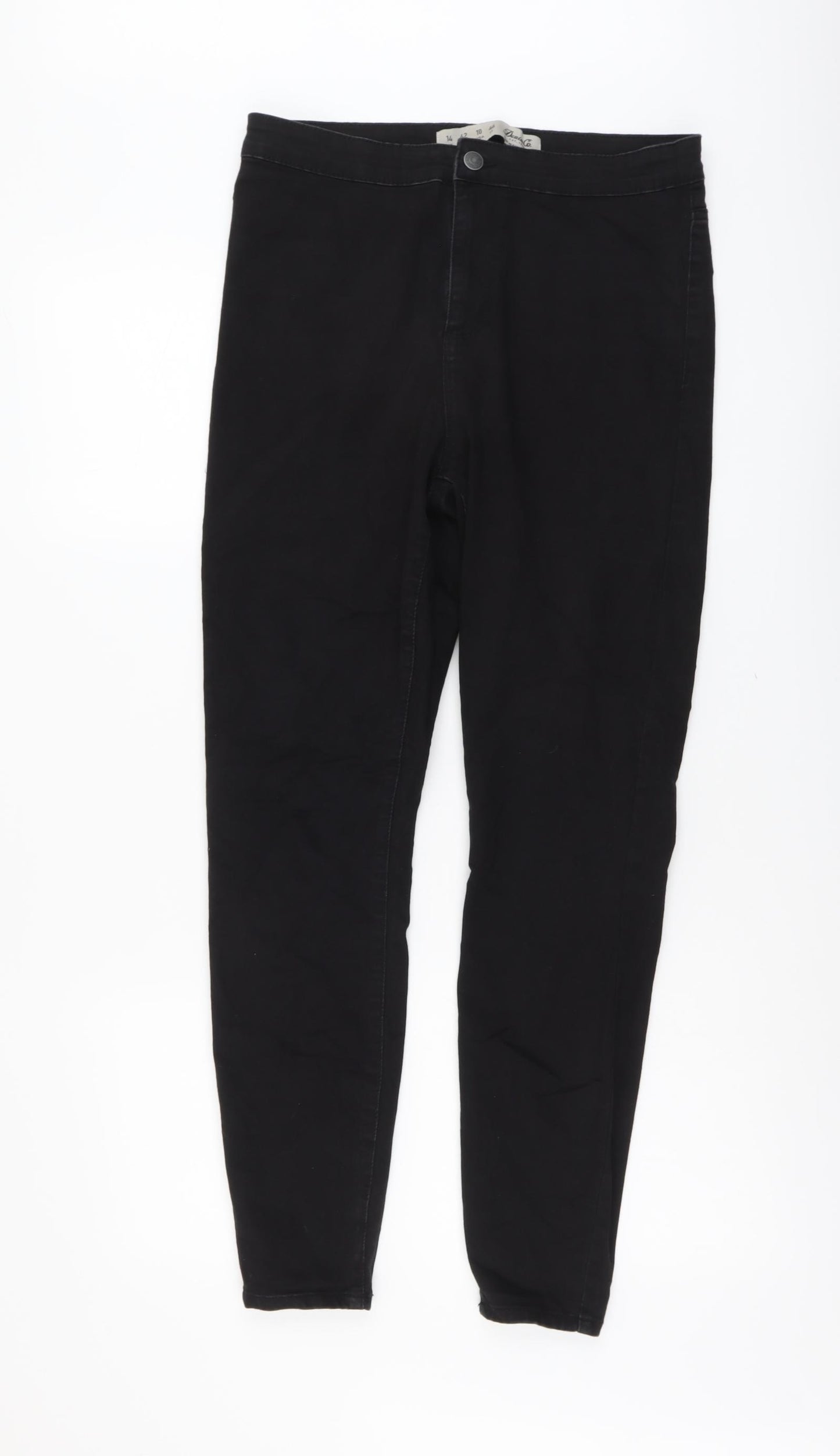 Denim & Co. Womens Black Cotton Skinny Jeans Size 14 L28 in Regular Button