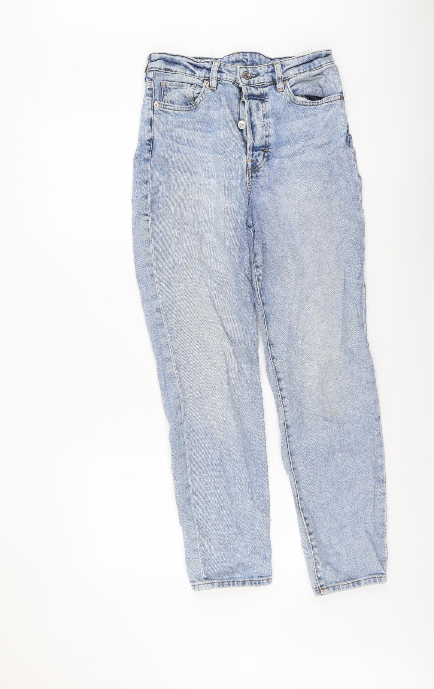 H&M Womens Blue Cotton Skinny Jeans Size 8 L27 in Regular Button