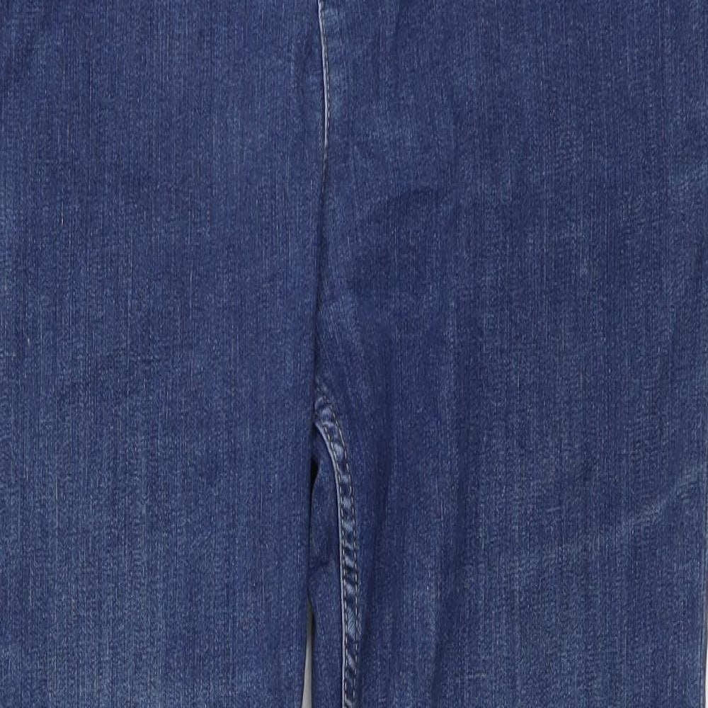 Marks and Spencer Womens Blue Cotton Straight Jeans Size 12 L28 in Slim Button