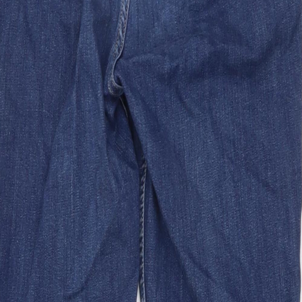 Marks and Spencer Womens Blue Cotton Straight Jeans Size 12 L28 in Slim Button