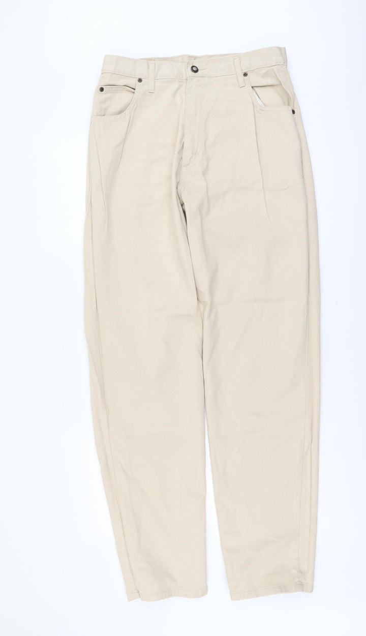 Kesso Womens Beige Cotton Straight Jeans Size 14 L33 in Regular Button