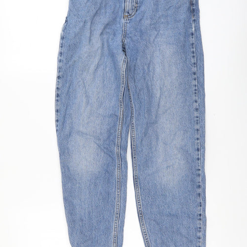 Miss Selfridge Womens Blue Cotton Tapered Jeans Size 4 L27 in Regular Button