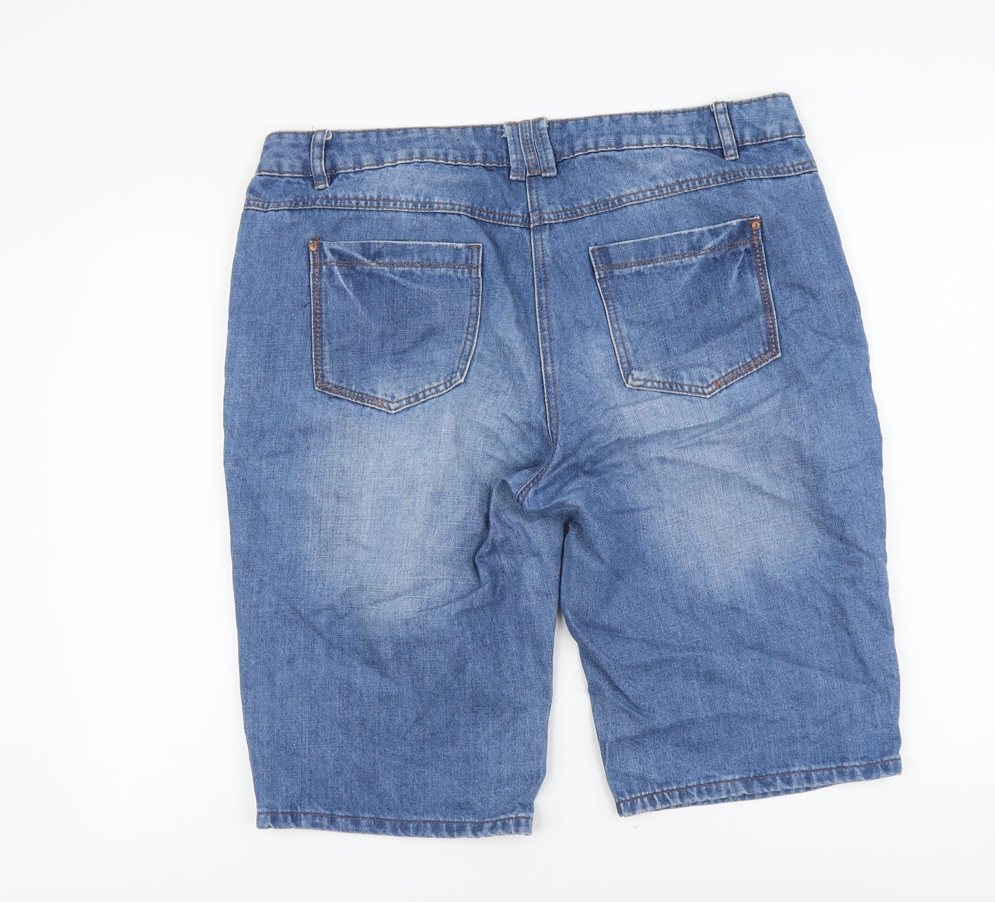 M&Co Womens Blue Cotton Chino Shorts Size 16 L14 in Regular Button