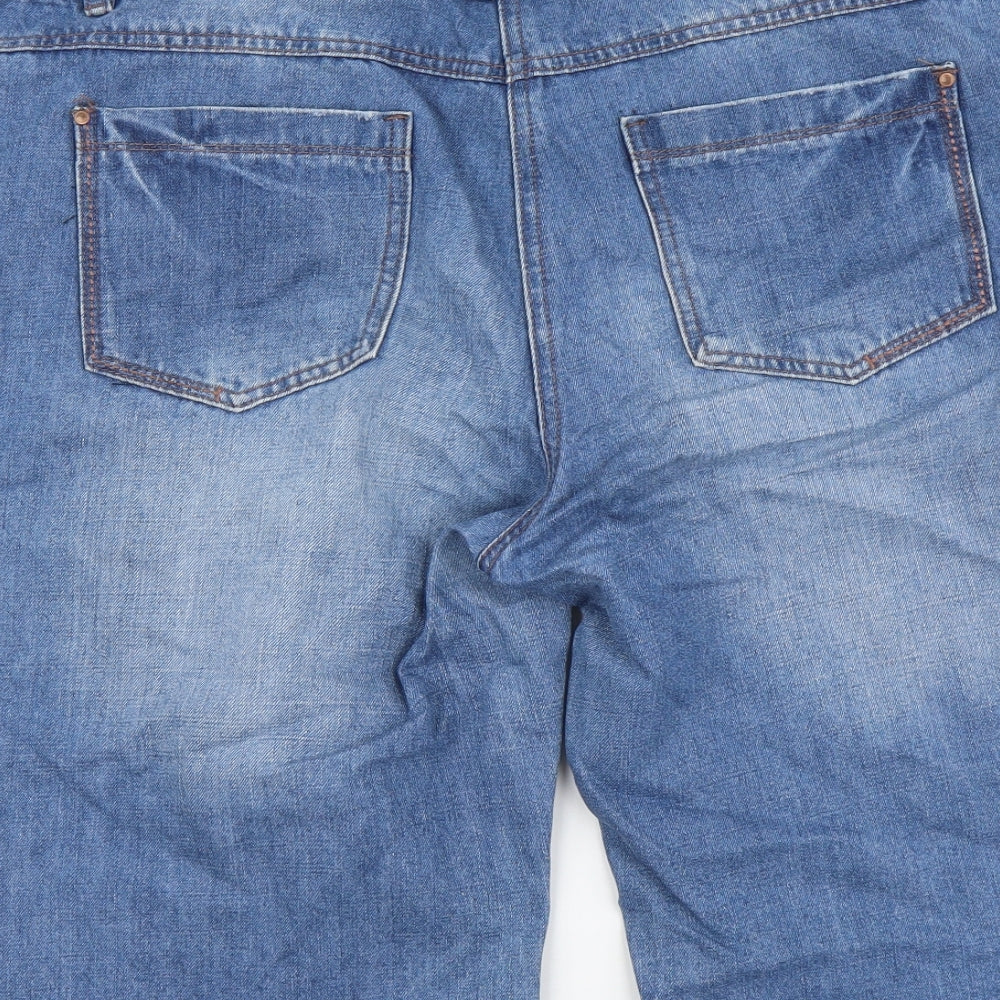 M&Co Womens Blue Cotton Chino Shorts Size 16 L14 in Regular Button