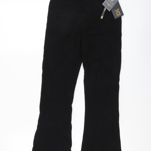 Daxi Womens Black Cotton Flared Jeans Size M L25 in Regular Button
