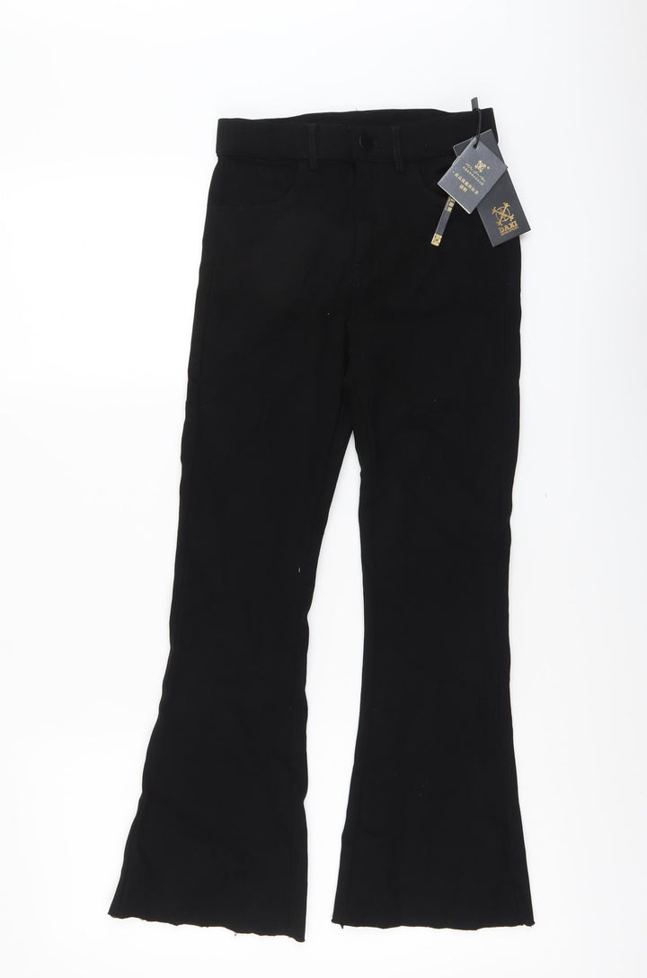 Daxi Womens Black Cotton Flared Jeans Size M L25 in Regular Button