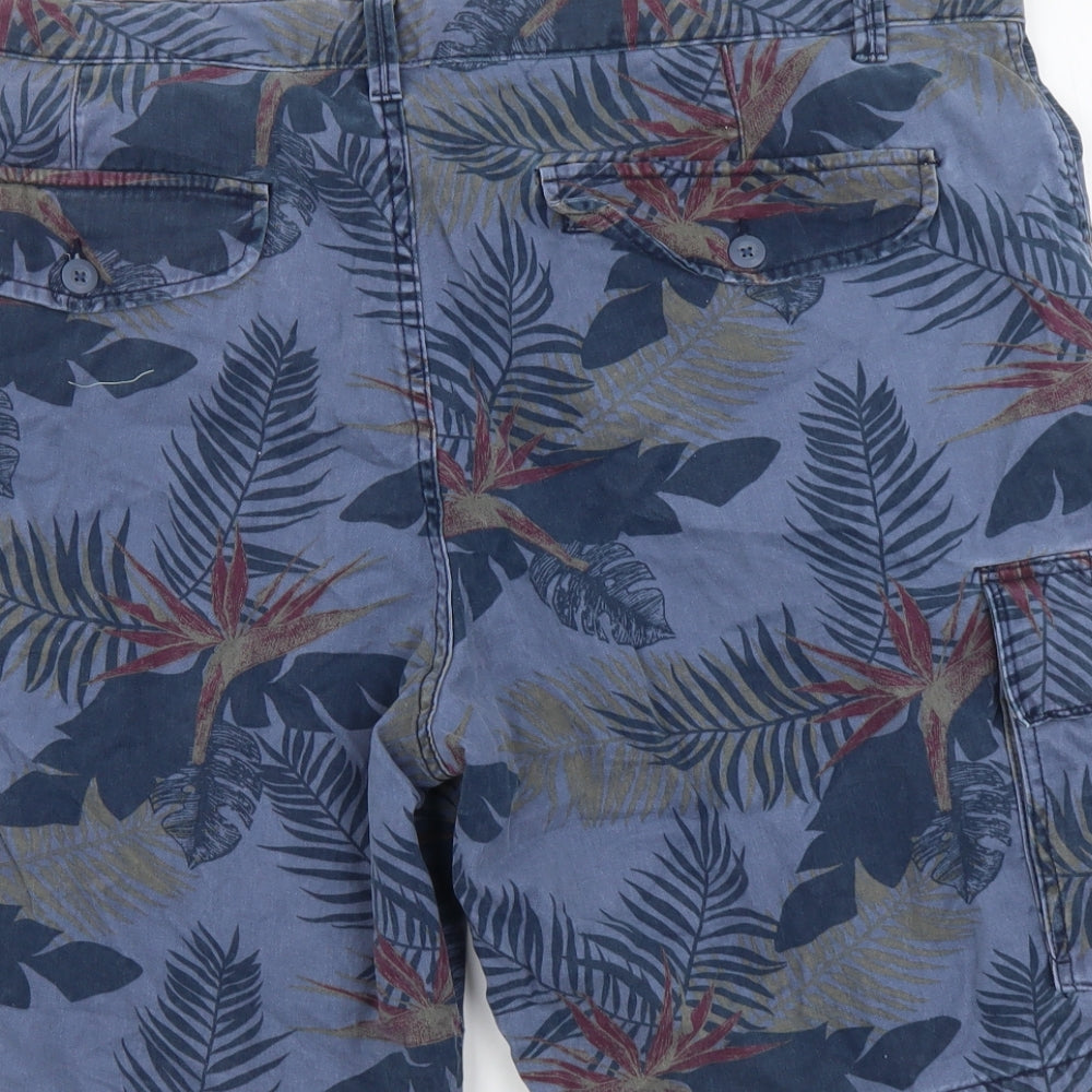 TU Mens Blue Floral Cotton Cargo Shorts Size 42 in L10 in Regular Button