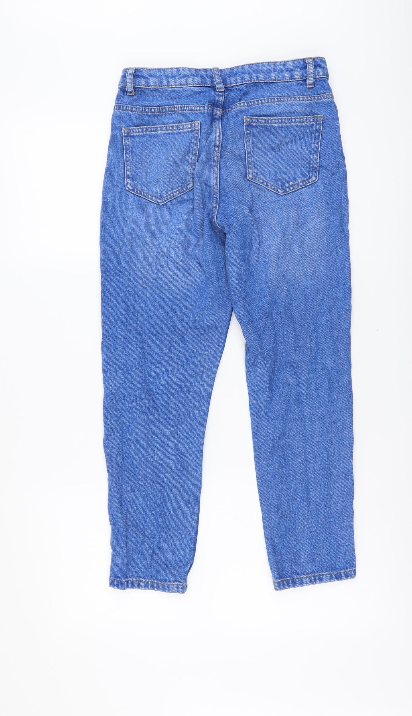 Marks and Spencer Girls Beige Cotton Straight Jeans Size 11-12 Years Regular Button