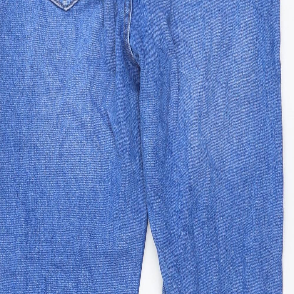 Marks and Spencer Girls Beige Cotton Straight Jeans Size 11-12 Years Regular Button