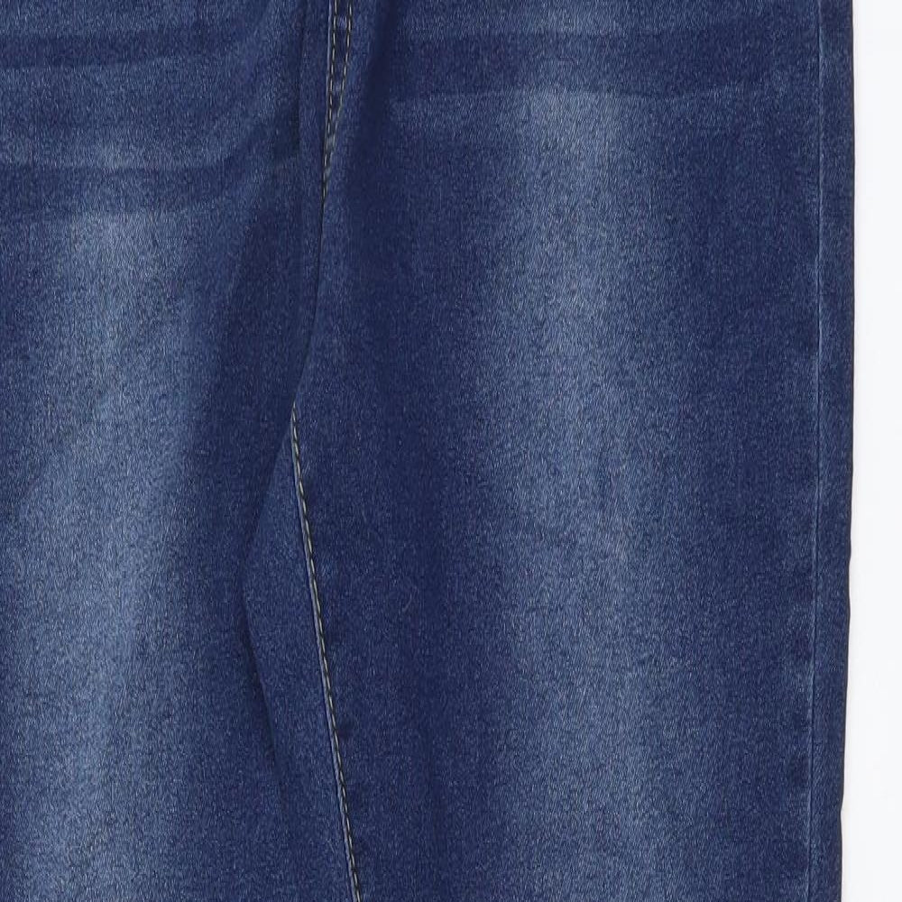 I SAW IT FIRST Womens Blue Cotton Straight Jeans Size 14 L32 in Regular Button