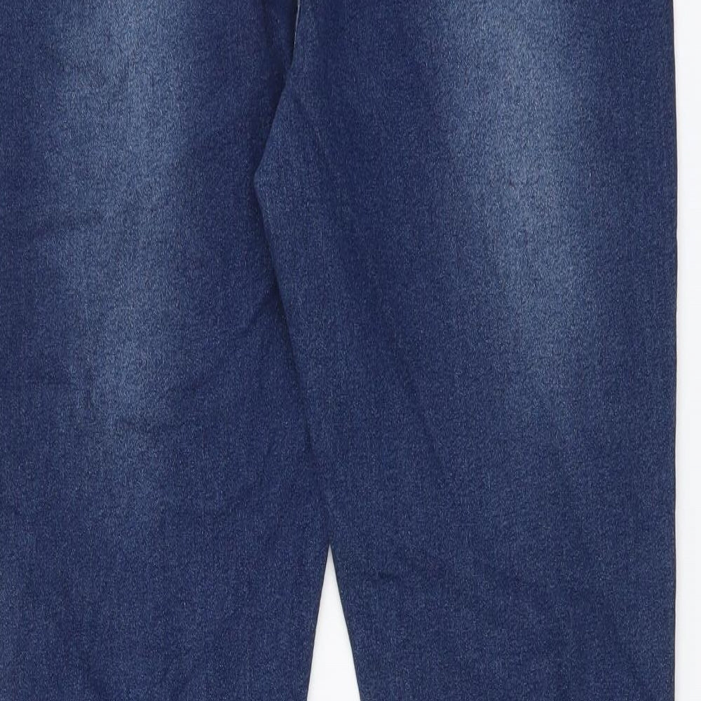 I SAW IT FIRST Womens Blue Cotton Straight Jeans Size 14 L32 in Regular Button