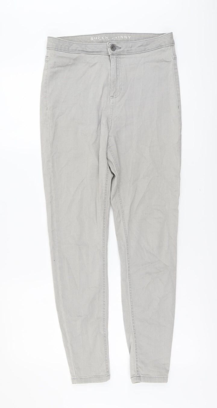 Marks and Spencer Womens Grey Cotton Skinny Jeans Size 12 L27 in Regular Button