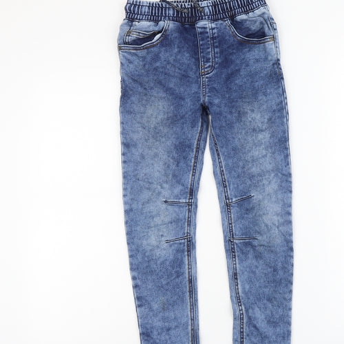 TU Boys Blue Cotton Skinny Jeans Size 7 Years Regular Drawstring