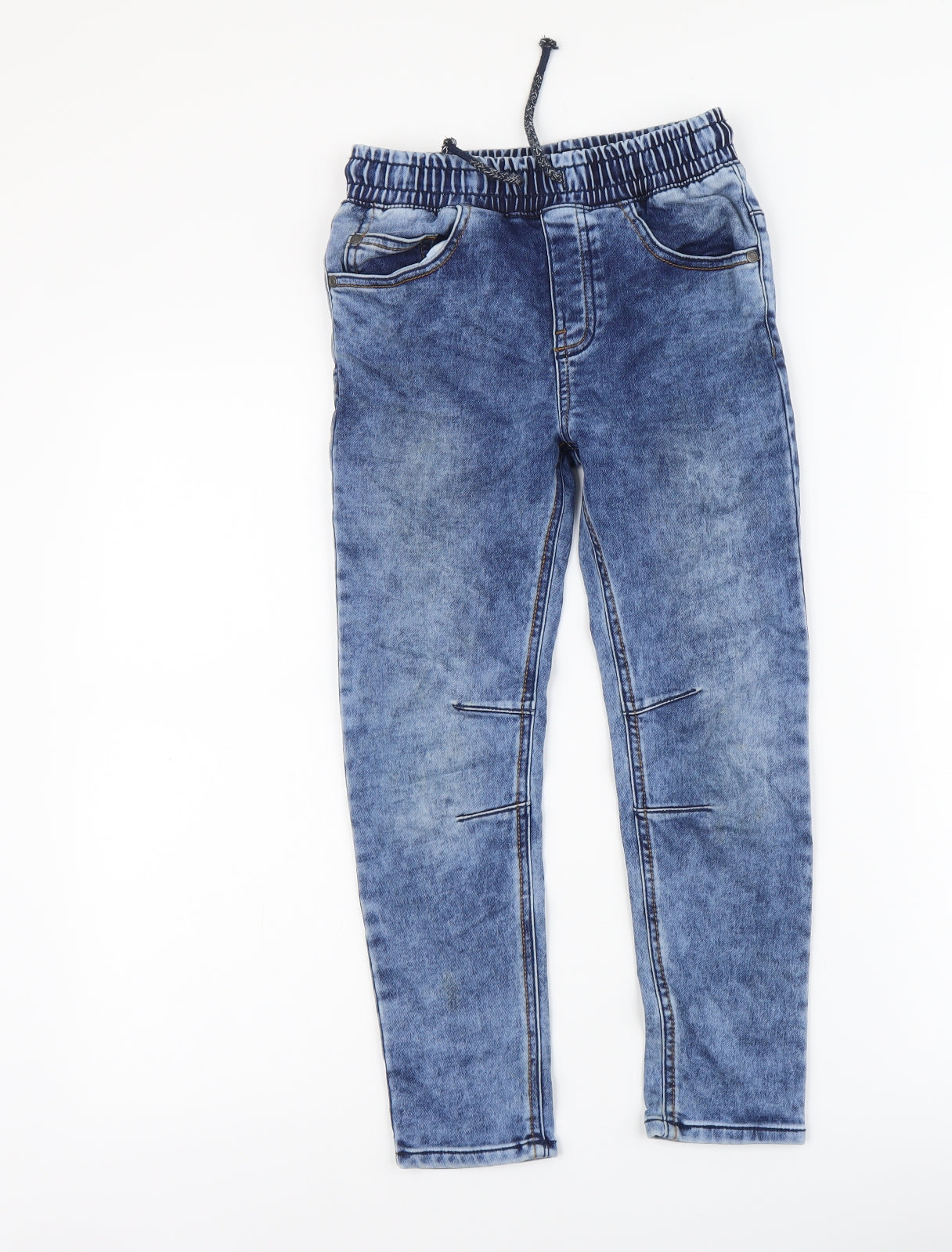 TU Boys Blue Cotton Skinny Jeans Size 7 Years Regular Drawstring