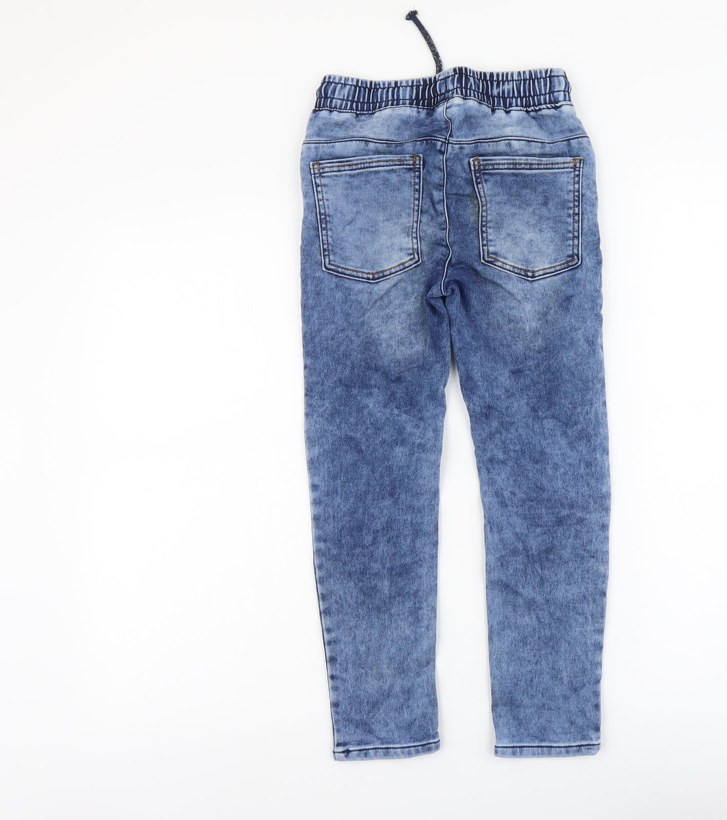 TU Boys Blue Cotton Skinny Jeans Size 7 Years Regular Drawstring