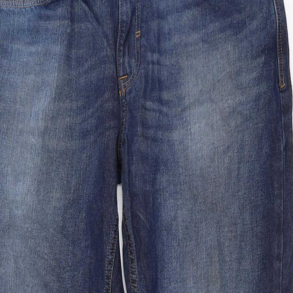 F&F Mens Blue Cotton Bootcut Jeans Size 38 in L32 in Regular Button
