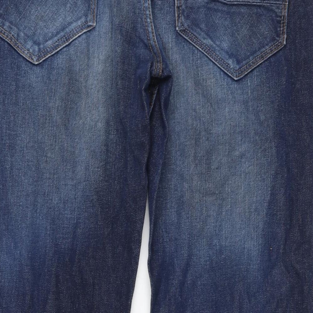 F&F Mens Blue Cotton Bootcut Jeans Size 38 in L32 in Regular Button