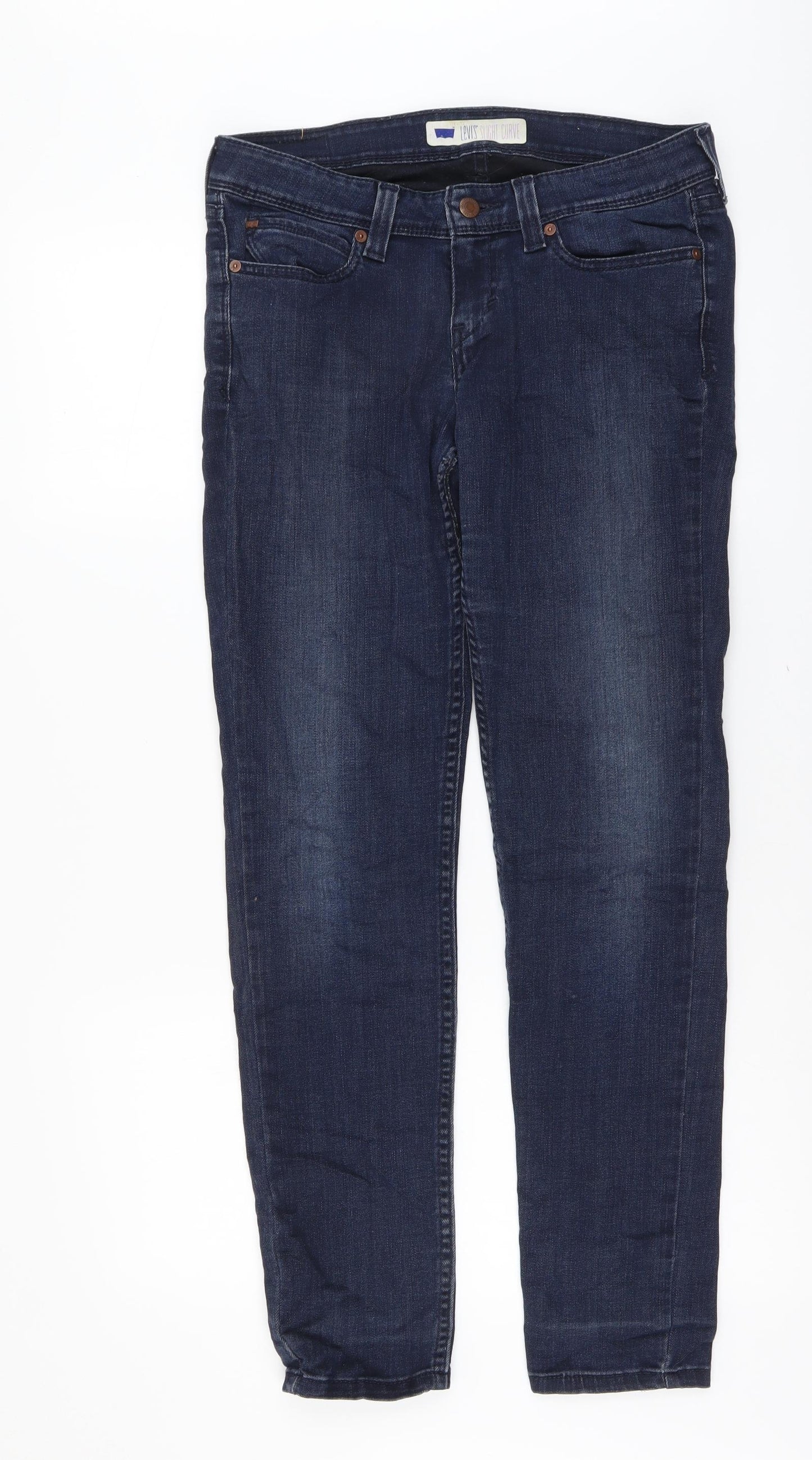 Levi's Womens Blue Cotton Straight Jeans Size 30 in L30 in Regular Button