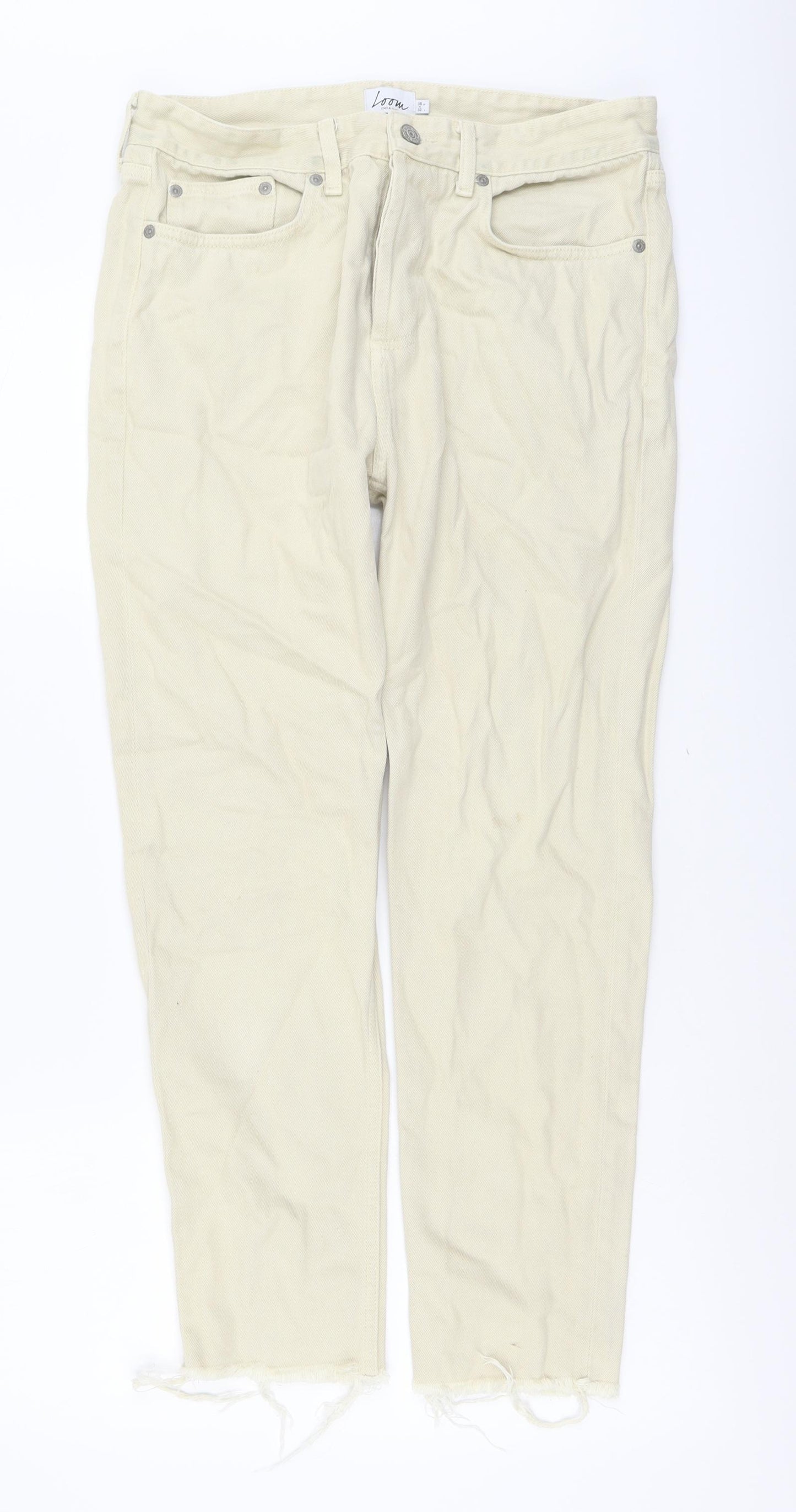 Loom Womens Beige Cotton Straight Jeans Size 30 in L32 in Regular Button