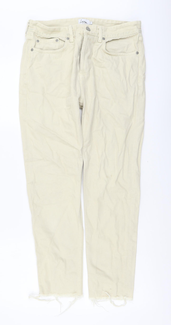 Loom Womens Beige Cotton Straight Jeans Size 30 in L32 in Regular Button