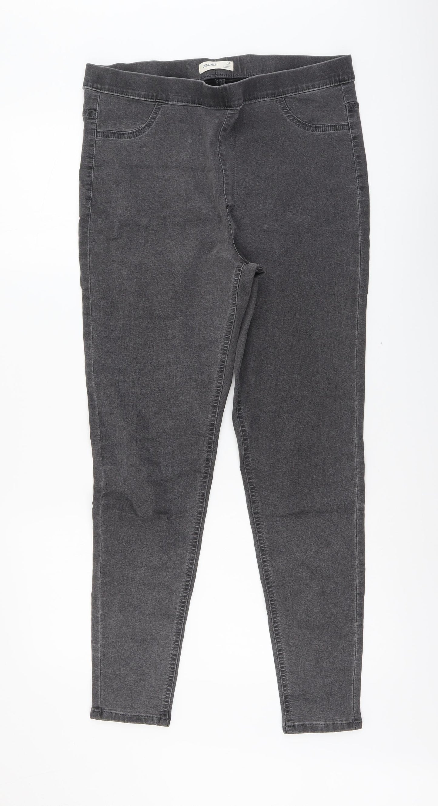 Marks and Spencer Womens Grey Cotton Jegging Jeans Size 16 L29 in Regular