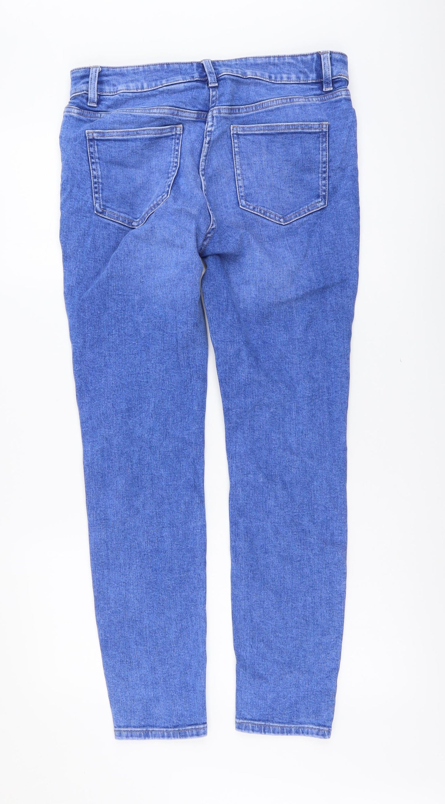 NEXT Womens Blue Cotton Skinny Jeans Size 14 L29 in Regular Button