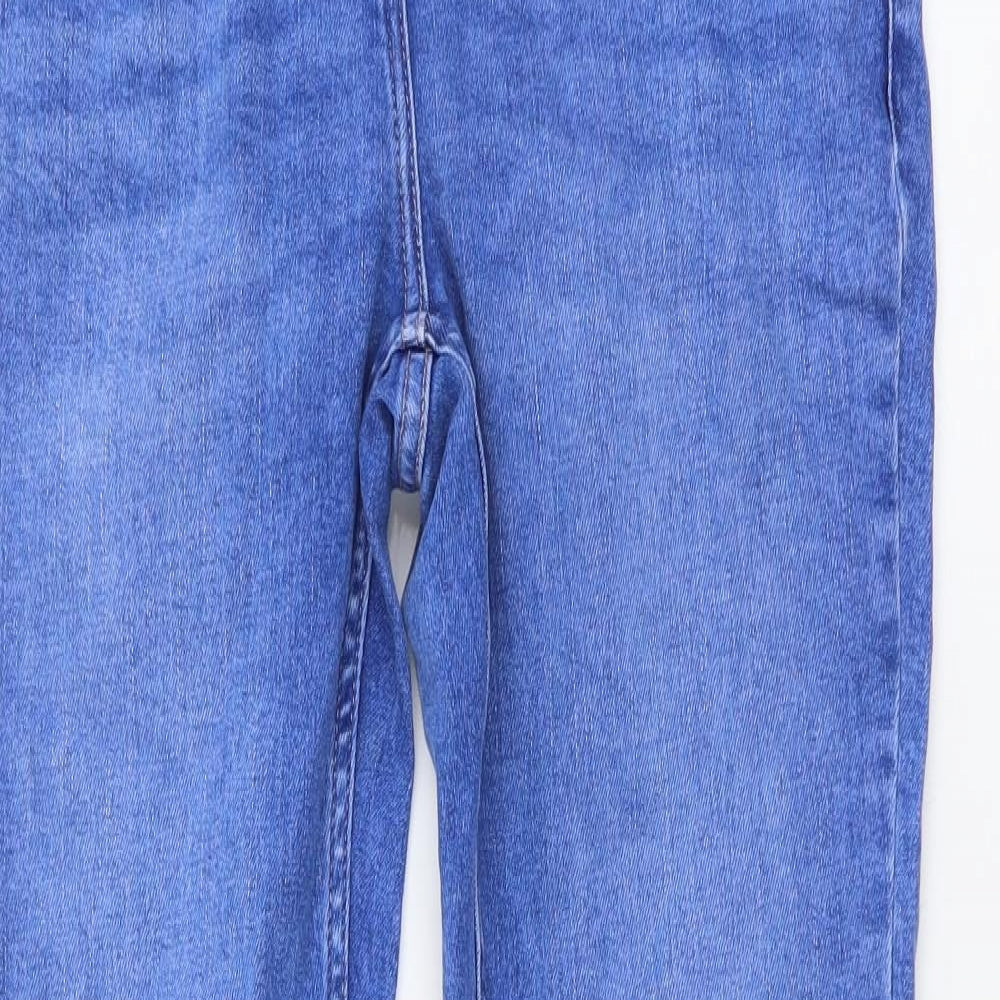 NEXT Womens Blue Cotton Skinny Jeans Size 14 L29 in Regular Button