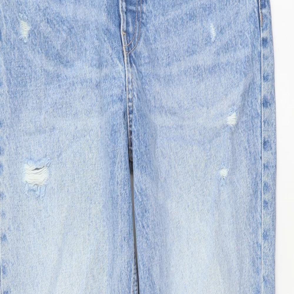 Zara Womens Blue Cotton Mom Jeans Size 6 L27 in Regular Button