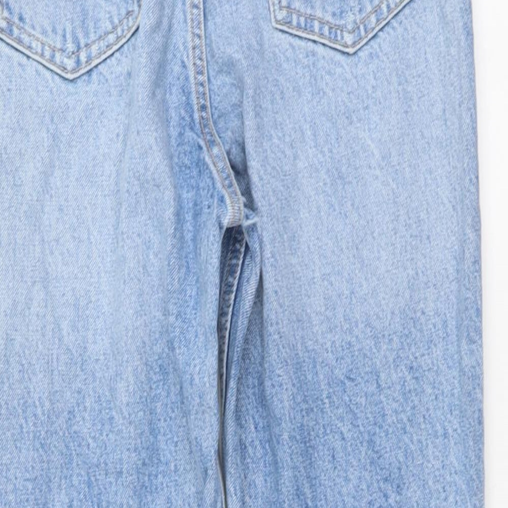 Zara Womens Blue Cotton Mom Jeans Size 6 L27 in Regular Button