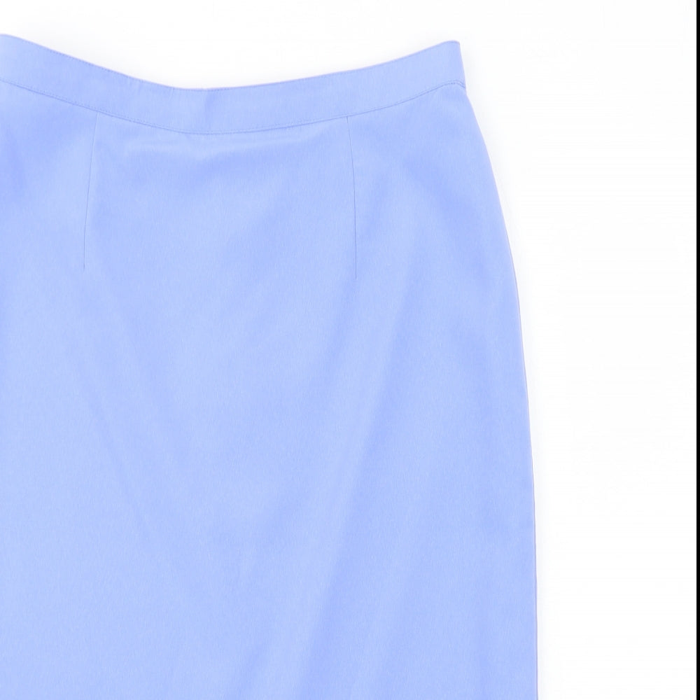 Preworn Womens Blue Polyester Straight & Pencil Skirt Size 16 Zip