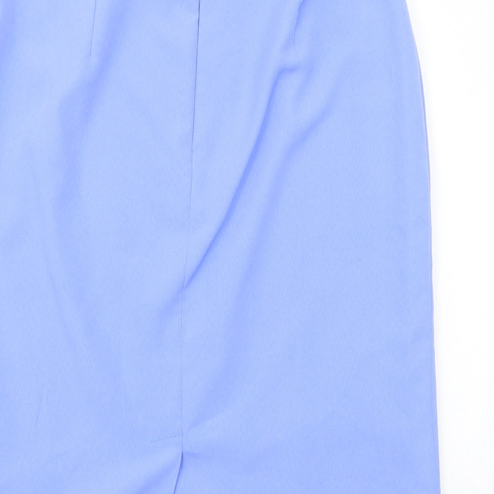 Preworn Womens Blue Polyester Straight & Pencil Skirt Size 16 Zip