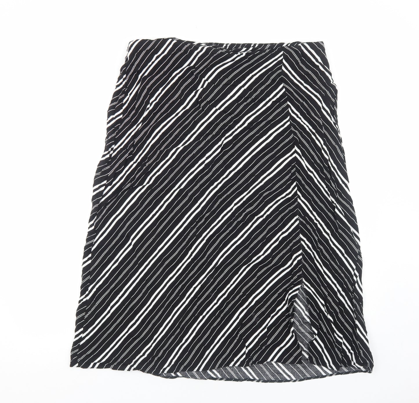 George Womens Black Striped Viscose Swing Skirt Size 18