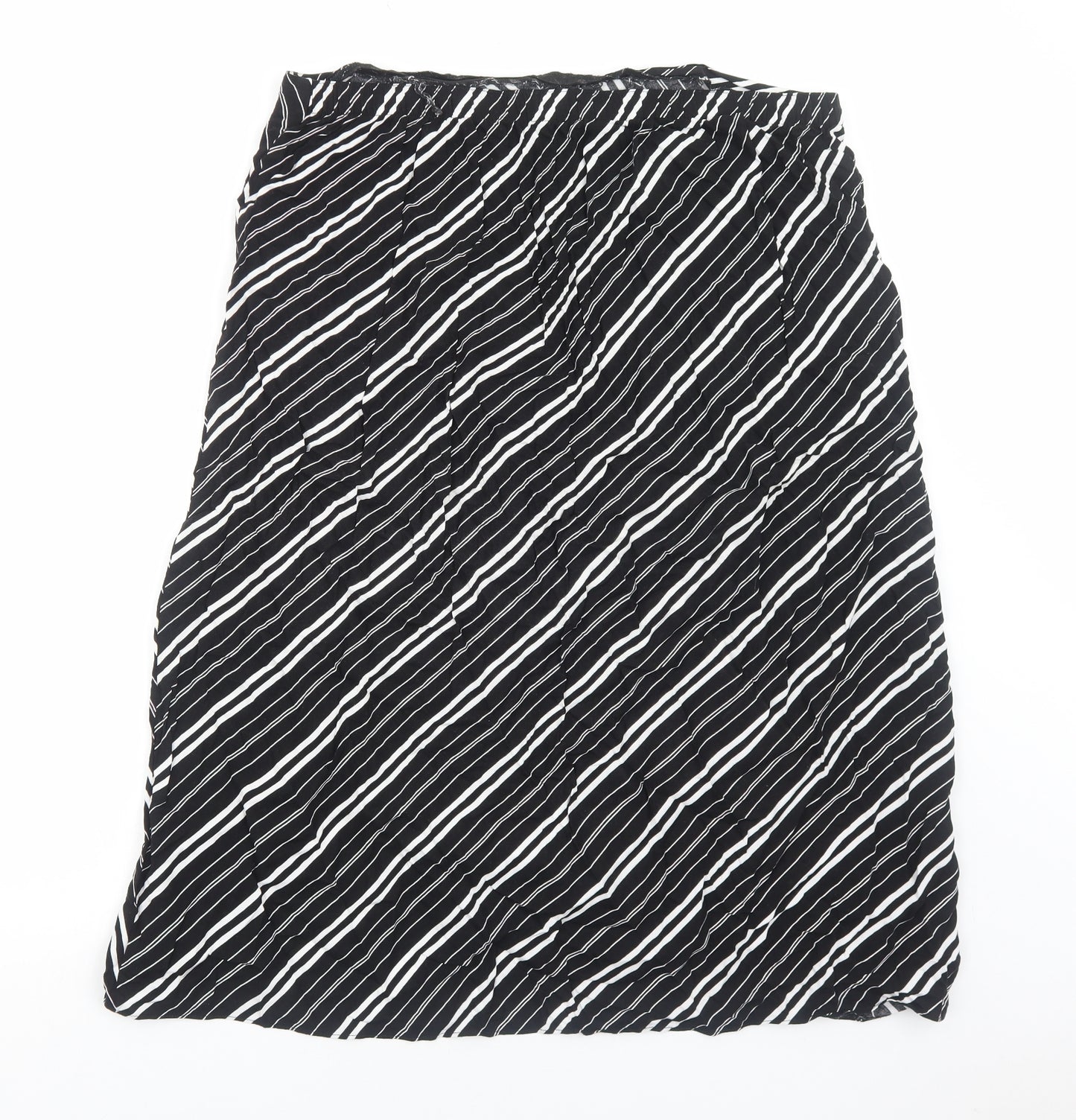 George Womens Black Striped Viscose Swing Skirt Size 18