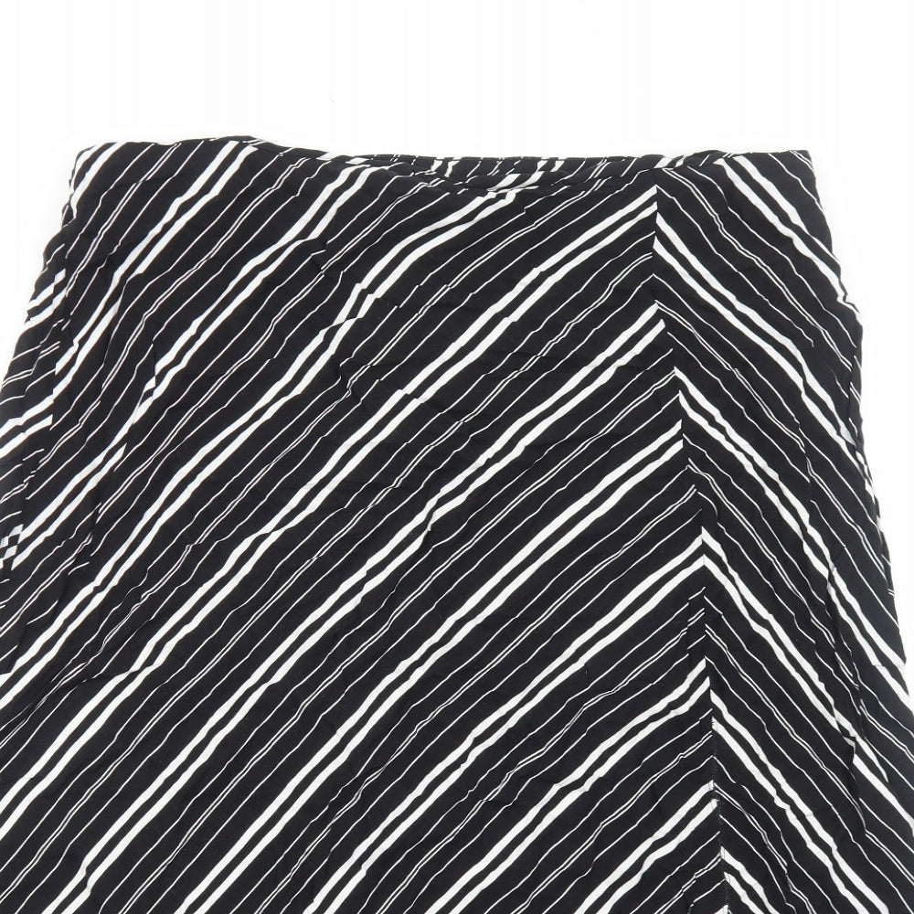 George Womens Black Striped Viscose Swing Skirt Size 18