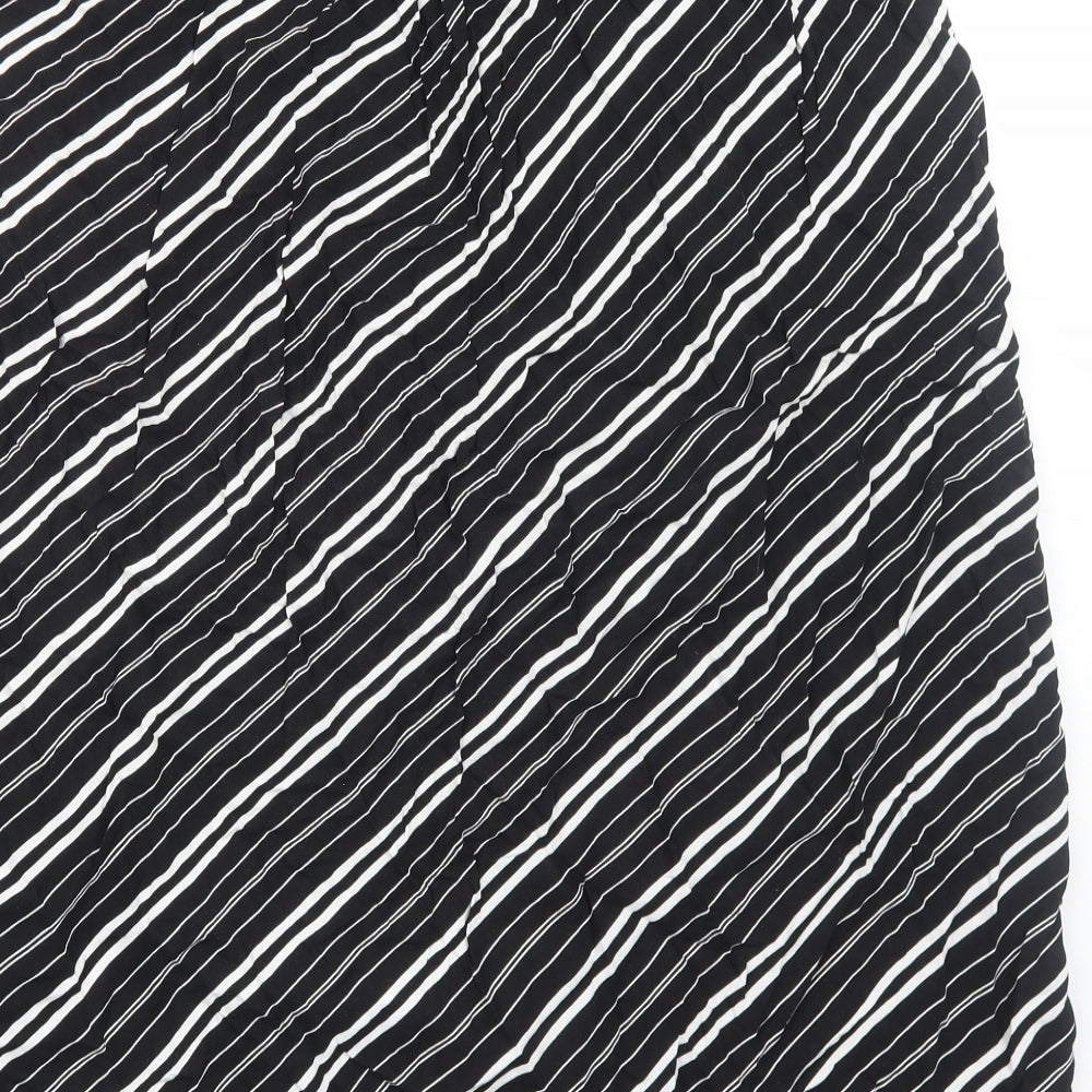 George Womens Black Striped Viscose Swing Skirt Size 18
