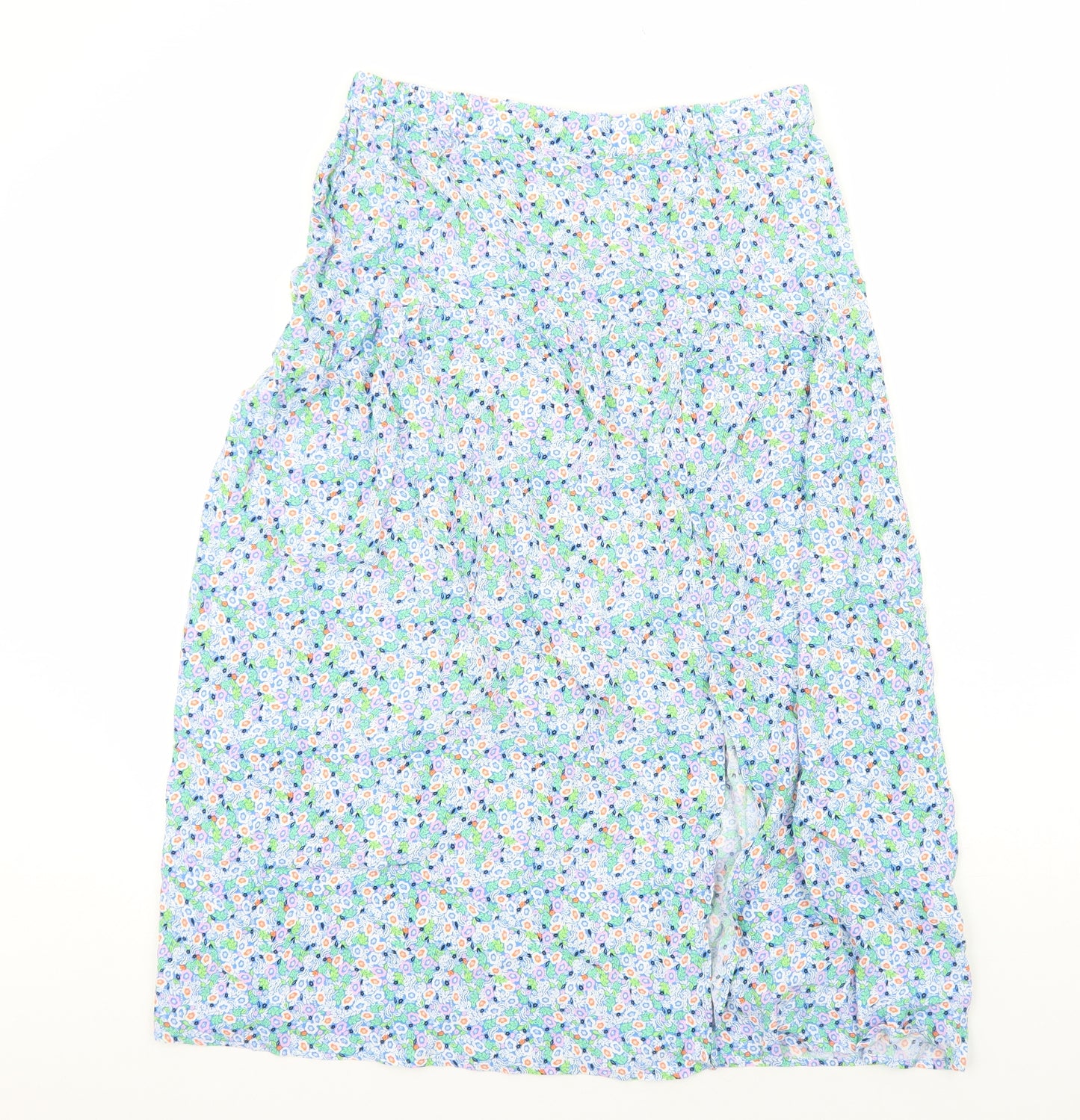 Marks and Spencer Womens Blue Floral Polyester Peasant Skirt Size 14