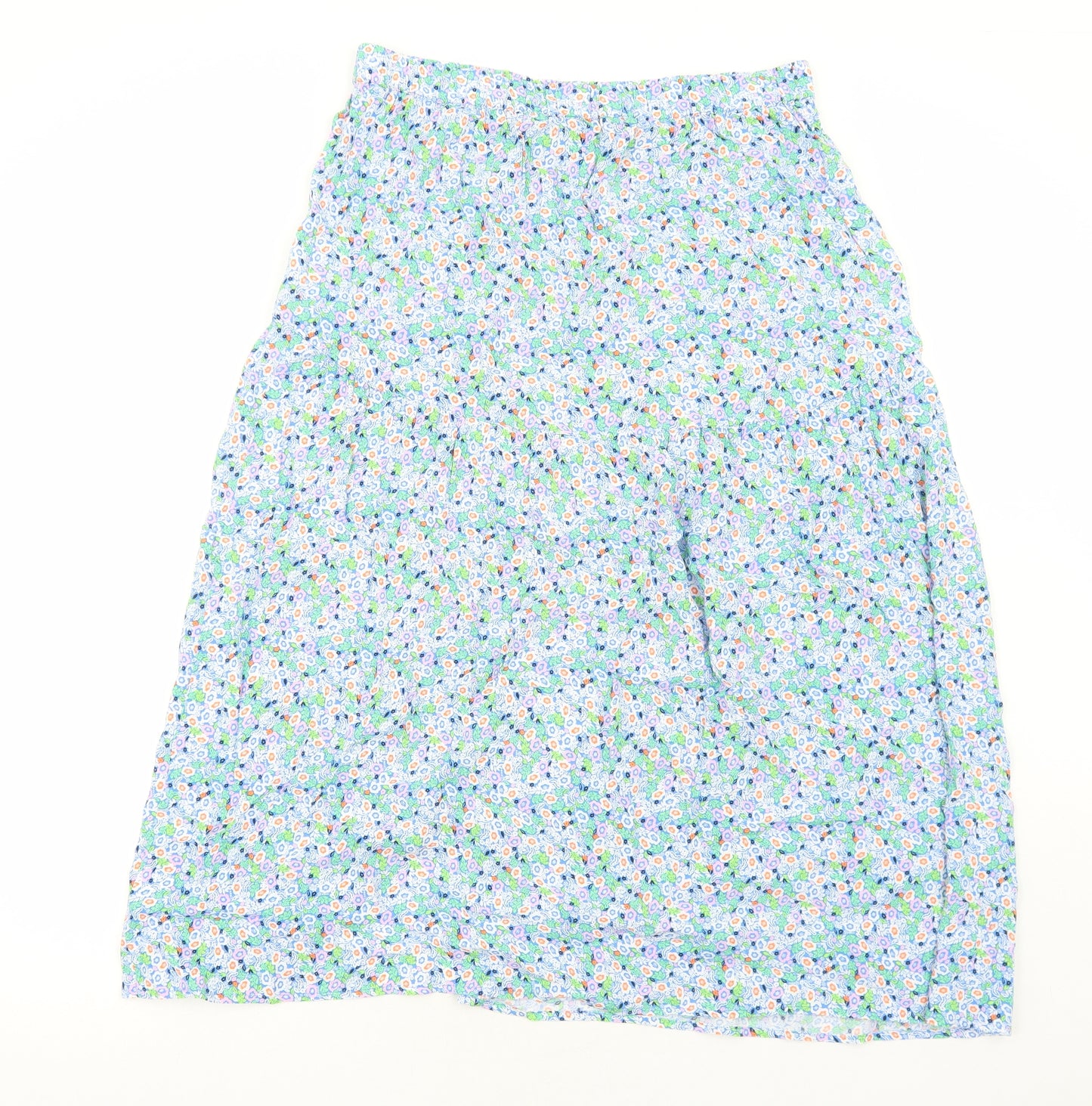 Marks and Spencer Womens Blue Floral Polyester Peasant Skirt Size 14