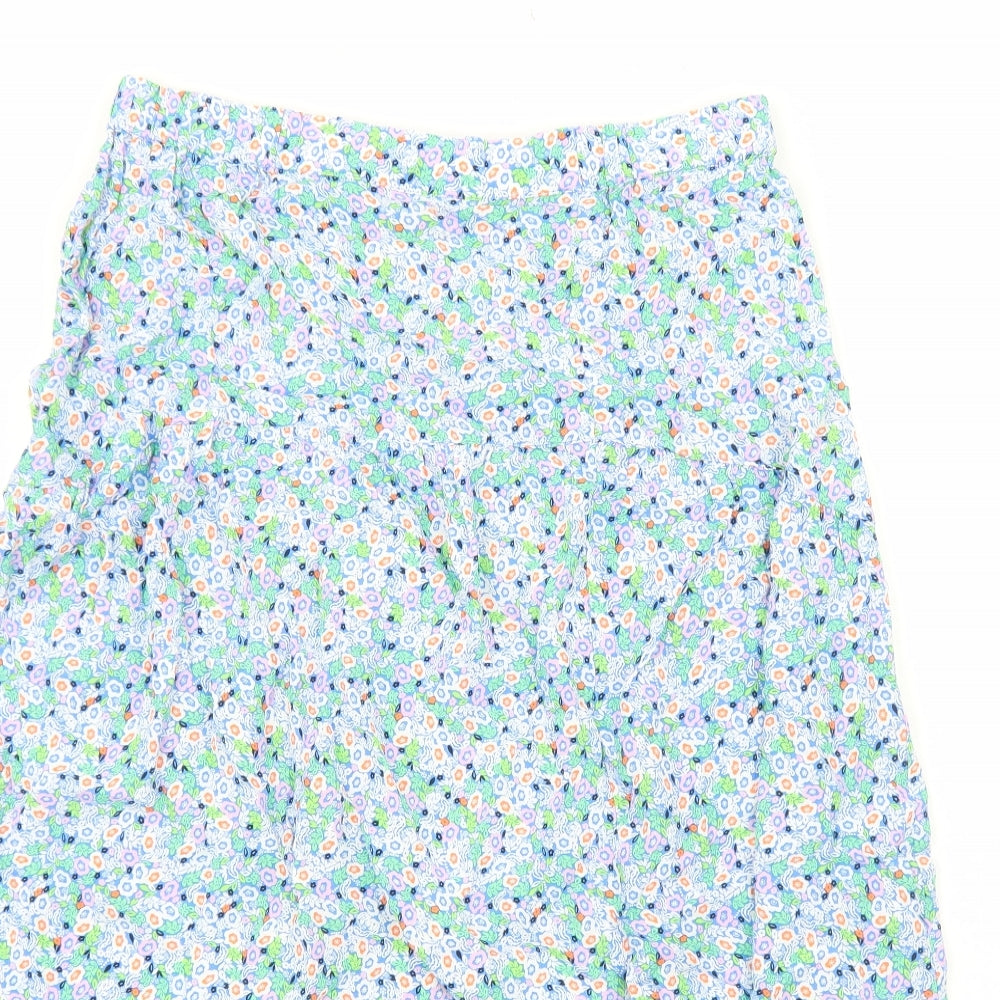 Marks and Spencer Womens Blue Floral Polyester Peasant Skirt Size 14