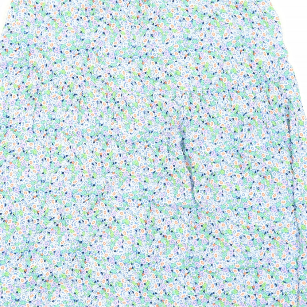 Marks and Spencer Womens Blue Floral Polyester Peasant Skirt Size 14