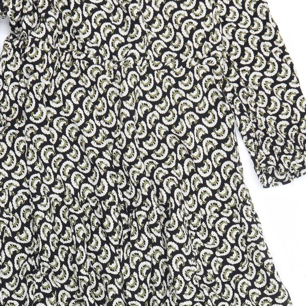 Per Una Womens Black Geometric Viscose A-Line Size 18 V-Neck Pullover