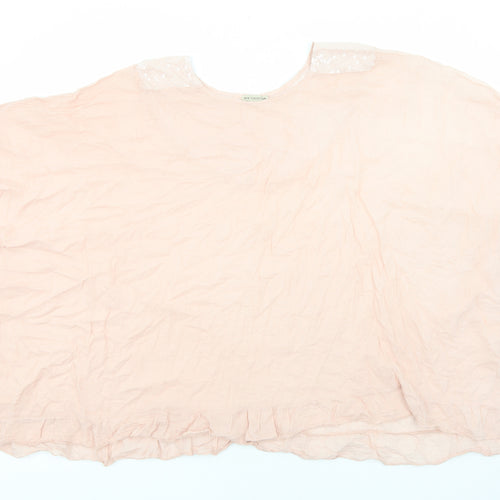 New Collection Womens Pink Cotton Tunic Blouse Size L Scoop Neck