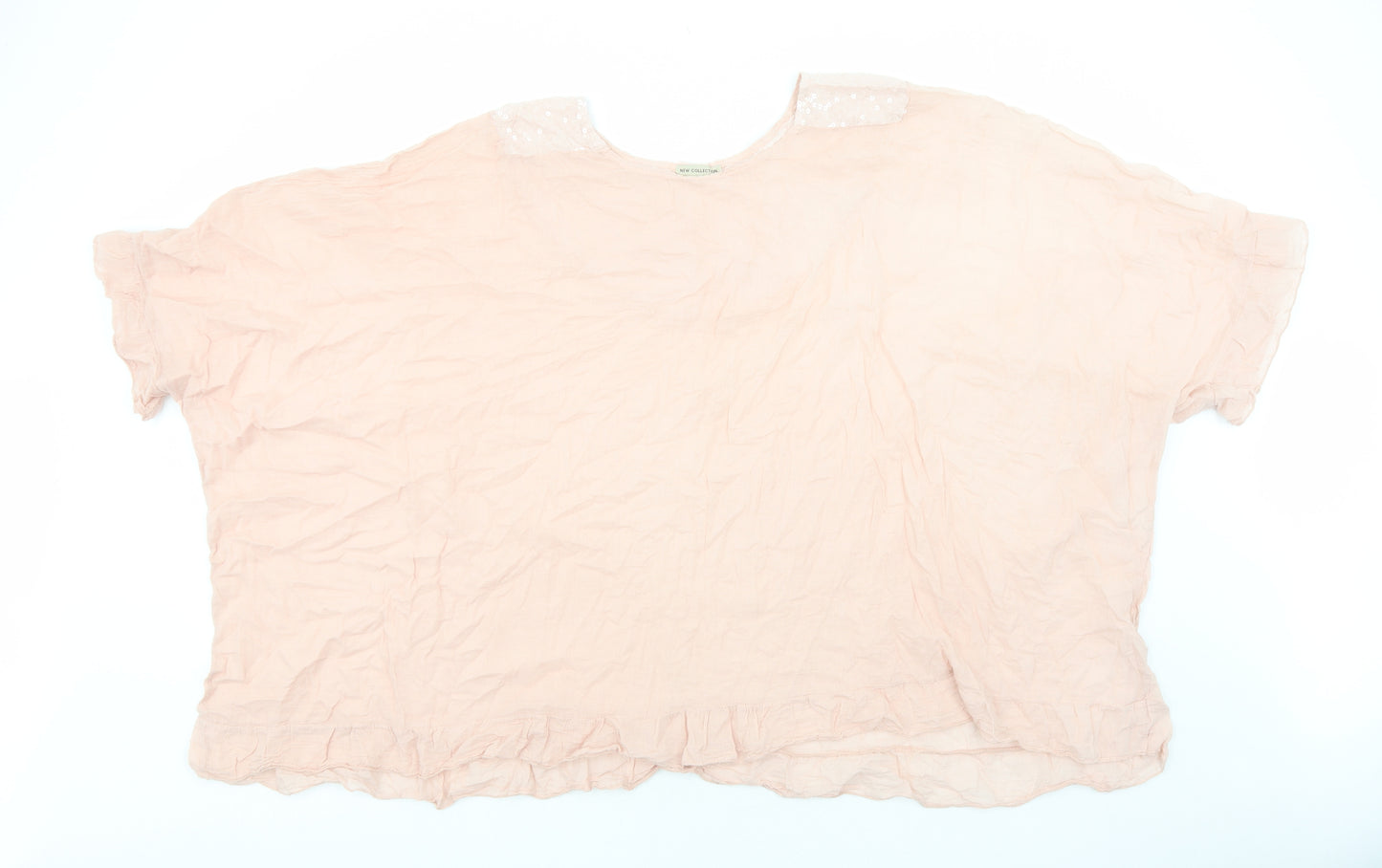 New Collection Womens Pink Cotton Tunic Blouse Size L Scoop Neck