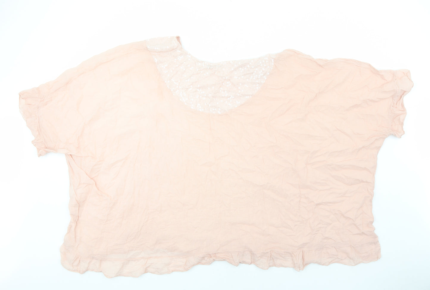 New Collection Womens Pink Cotton Tunic Blouse Size L Scoop Neck